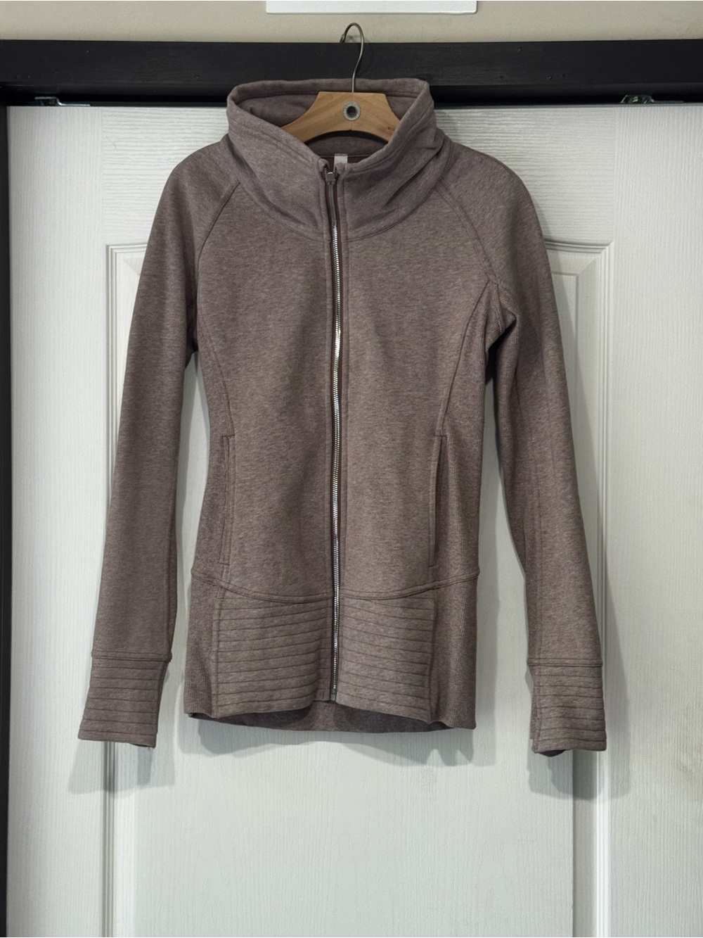 lululemon athletica Taupe Full-Zip Funnel Neck Sweater Jacket